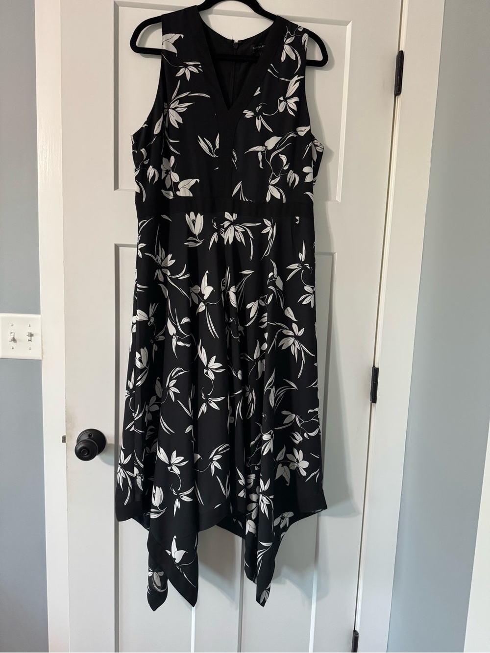 Banana Republic Black and White Floral Asymmetrical Dress